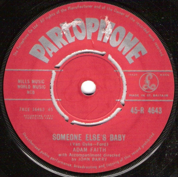 Adam Faith - Someone Else's Baby - Used Vinyl Record 7"