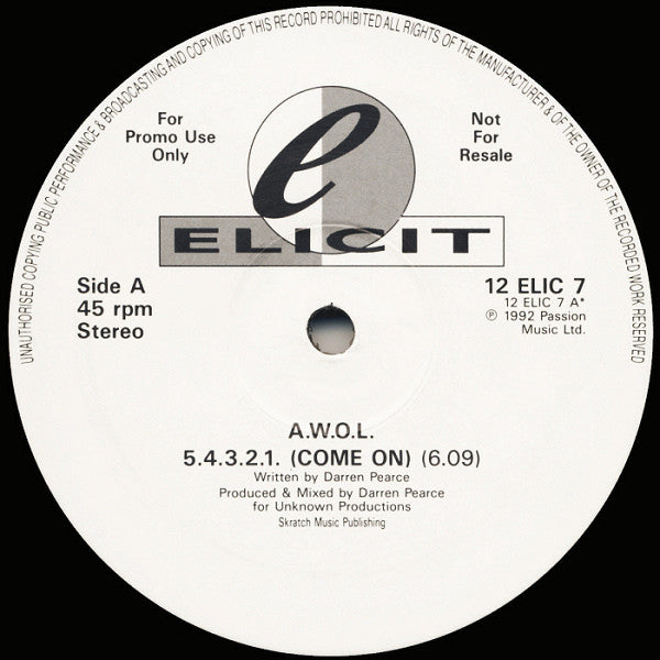 A.W.O.L. - 5.4.3.2.1. (Come On) - Used Vinyl Record 12"