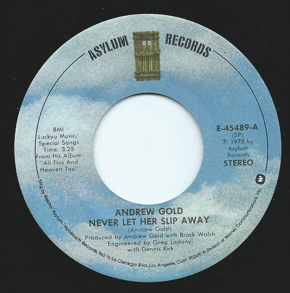 Andrew Gold - Never Let Her Slip Away - Used Vinyl Record 7"