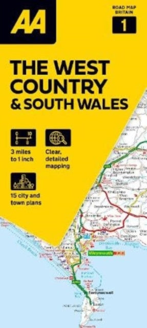 AA Road Map The West Country & South Wales : 1 - New Sheet map