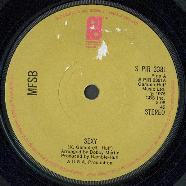 MFSB - Sexy - Used Vinyl Record 7"