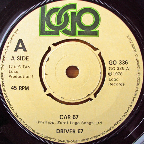 Driver 67 - Car 67 - Used Vinyl Record 7"