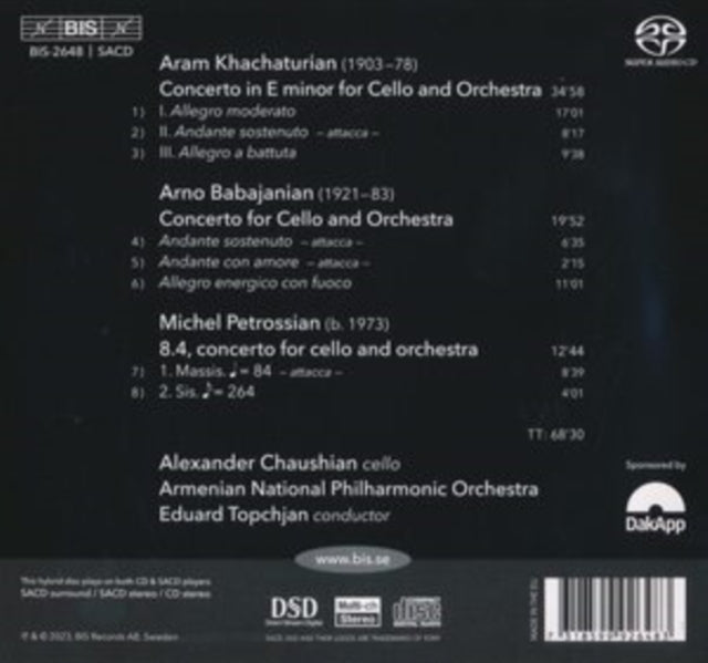 CHAUSHIAN/ARMENIAN N - ARMENIAN CELLO CONCERTOS - CD