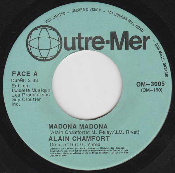 Alain Chamfort - Madona Madona - Used Vinyl Record 7"