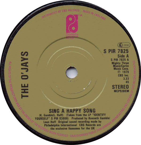 O'Jays - Sing A Happy Song - Used Vinyl Record 7"