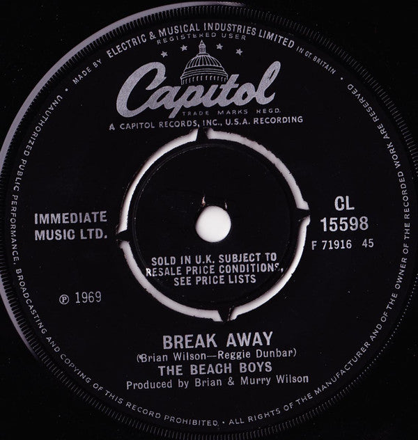 Beach Boys - Break Away / Celebrate The News - Used Vinyl Record 7"