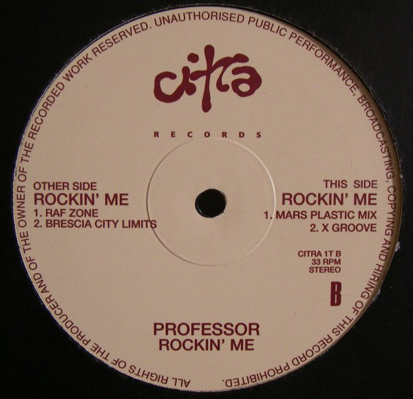 DJ Professor - Rockin' Me - Used Vinyl Record 12"