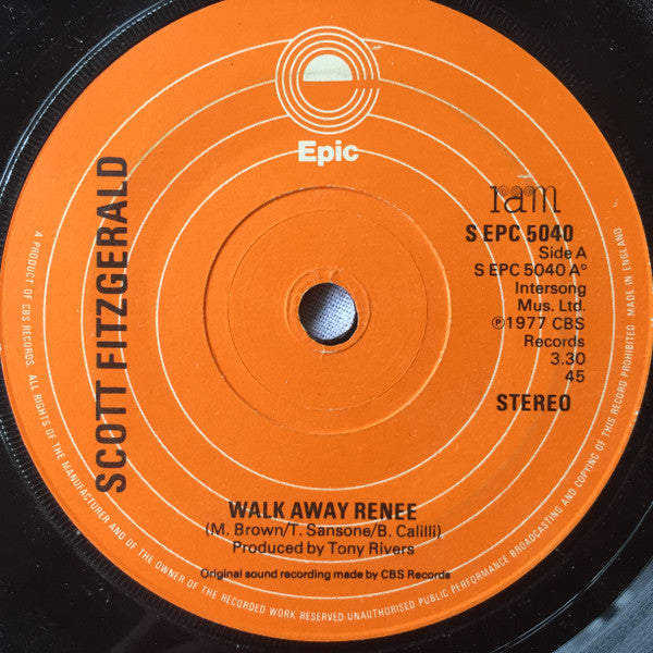 Scott Fitzgerald - Walk Away Renee / Please Say Hi To Billy - Used V
