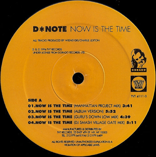 D*Note - Now Is The Time - Used Vinyl Record 12"