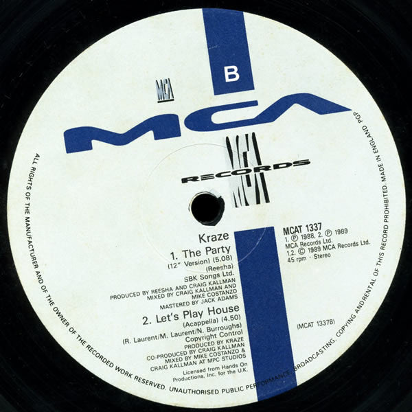 Kraze - Let's Play House - Used Vinyl Record 12"