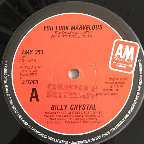 Billy Crystal - You Look Marvelous - Used Vinyl Record 12"