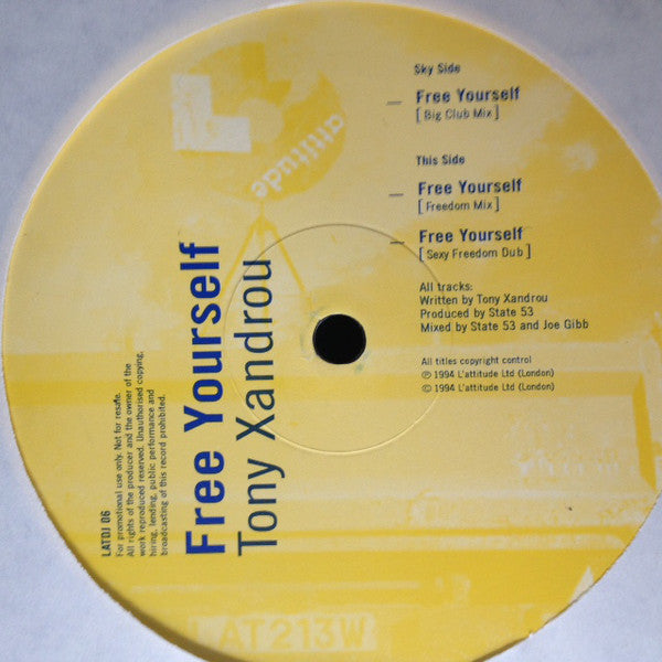 Tony Xandrou - Free Yourself - Used Vinyl Record 12"
