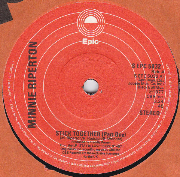 Minnie Riperton - Stick Together - Used Vinyl Record 7"