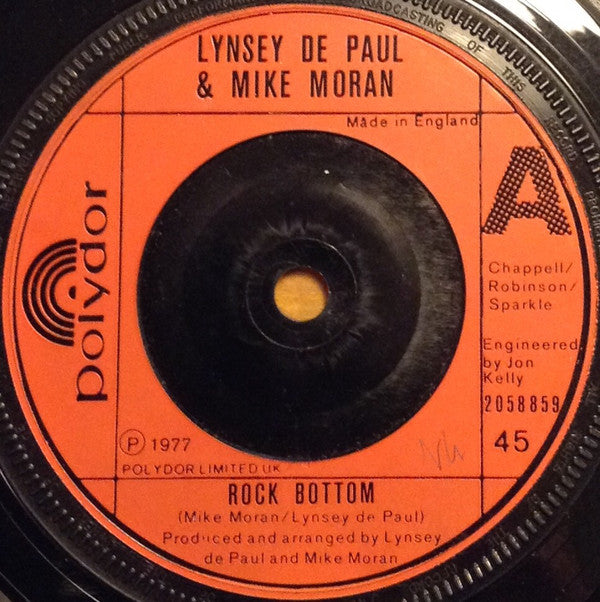 Lynsey De Paul - Rock Bottom - Used Vinyl Record 7"
