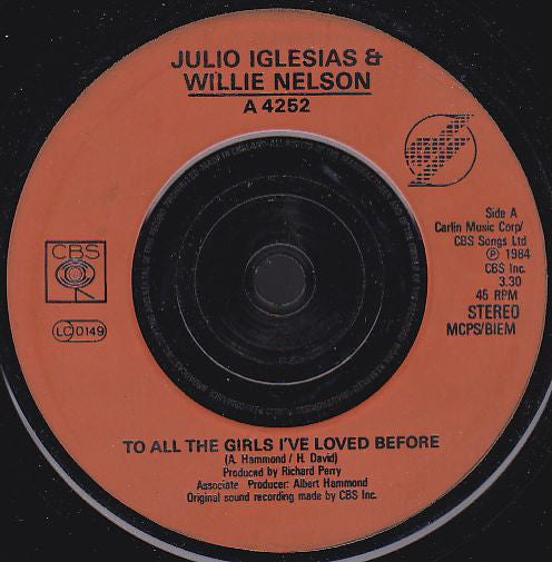 Julio Iglesias - To All The Girls I've Loved Before - Used Vinyl Rec