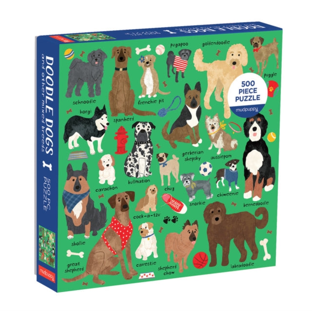 Galison - Doodle Dog And Other Mixed Breeds 500 Piece Family Puzzle -