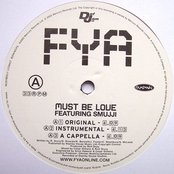 FYA - Must Be Love - Used Vinyl Record 12"