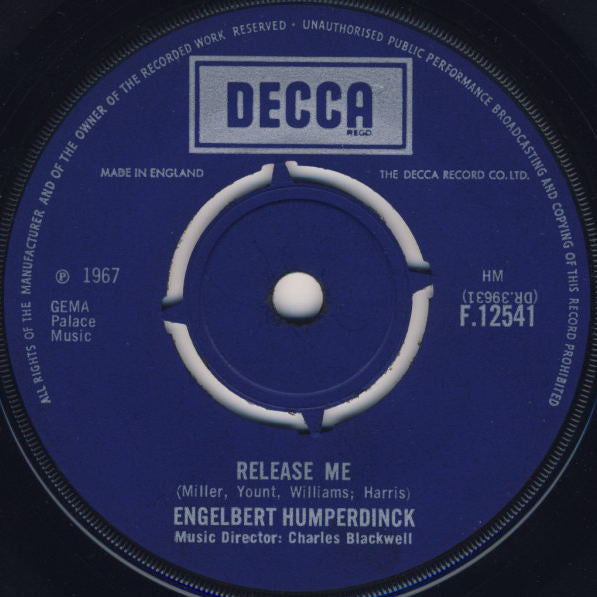Engelbert Humperdinc - Release Me - Used Vinyl Record 7"