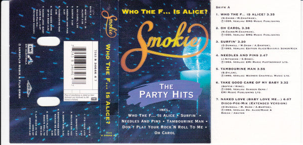 Smokie - Who The F... Is Alice? - The Party Hits - Used Cassette