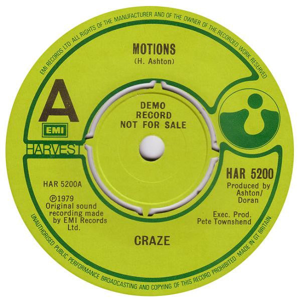 Craze - Motions - Used Vinyl Record 7"