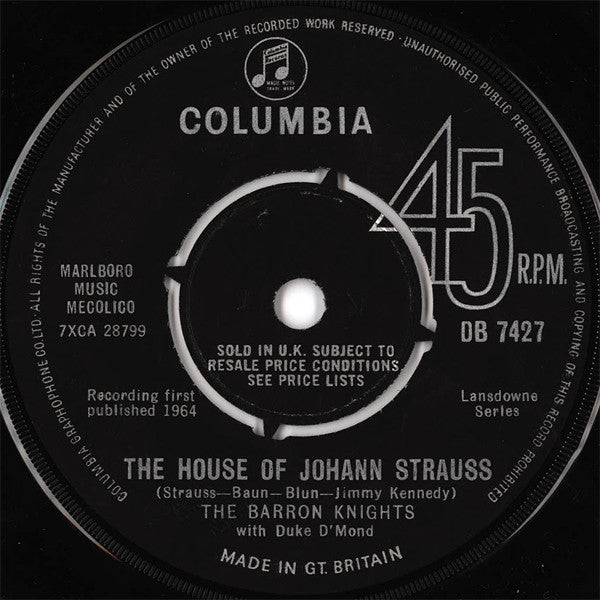 Barron Knights - House Of Johann Strauss - Used Vinyl Record 7"