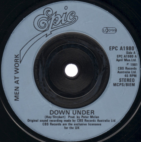Men At Work - Down Under - Used Vinyl Record 7"
