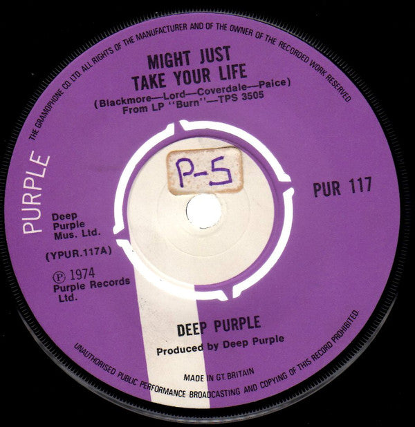 Deep Purple - Might Just Take Your Life - Used Vinyl Record 7"