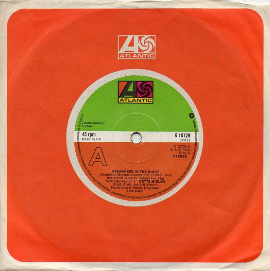 Bette Midler - Strangers In The Night - Used Vinyl Record 7"