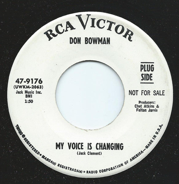 Don Bowman - My Voice Is Changing - Used Vinyl Record 7"