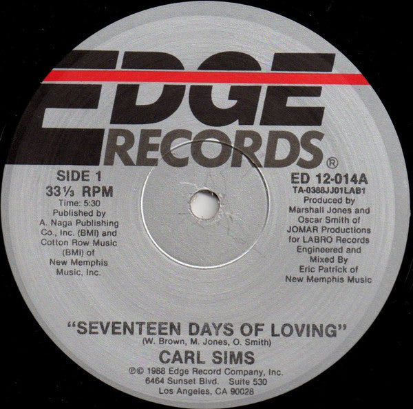 Carl Sims - Seventeen Days Of Loving - Used Vinyl Record 12"
