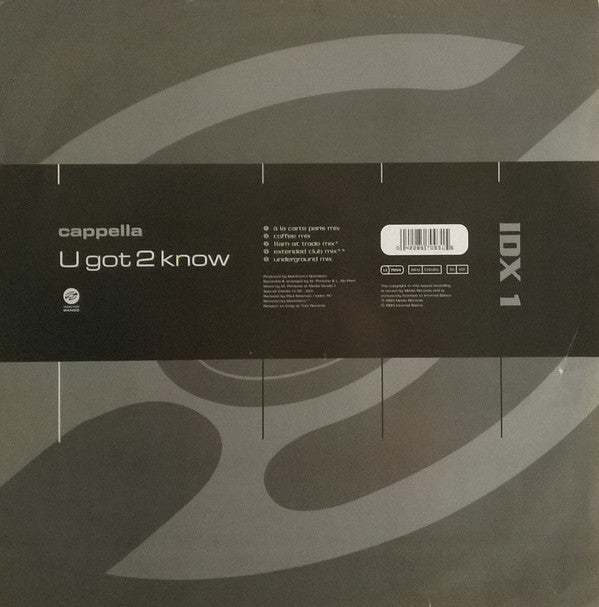 Cappella - U Got 2 Know - Used Vinyl Record 12"