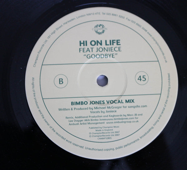 Hi On Life - Goodbye - Used Vinyl Record 12"