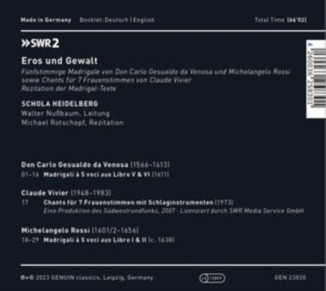 HEIDELBERG/ROTSCHOPF - EROS UND GEWALT - CD