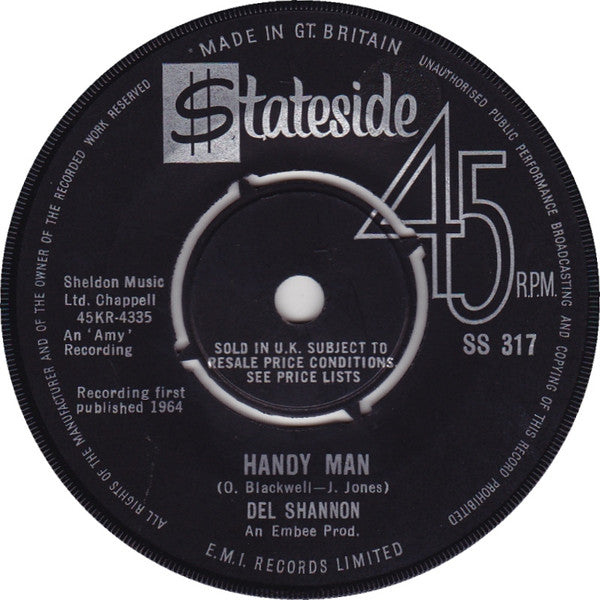 Del Shannon - Handy Man - Used Vinyl Record 7"