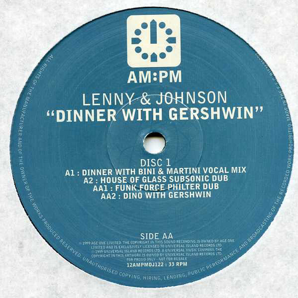 Lenny & Johnson - Dinner With Gershwin - Used Vinyl Record 12