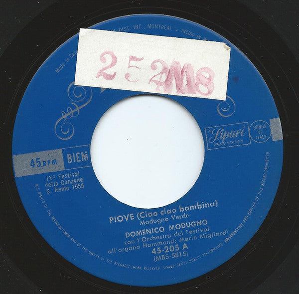 Domenico Modugno - Piove - Used Vinyl Record 7"