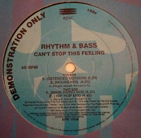 Rhythm-N-Bass - Can't Stop This Feeling - Used Vinyl Record 1