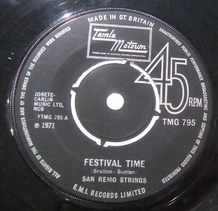 San Remo Golden Stri - Festival Time - Used Vinyl Record 7"