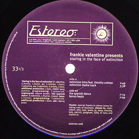 Frankie Valentine - Staring In The Face Of Extinction - Used Vinyl Re