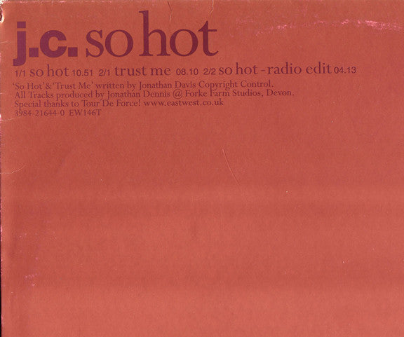 J.C. - So Hot - Used Vinyl Record 12"