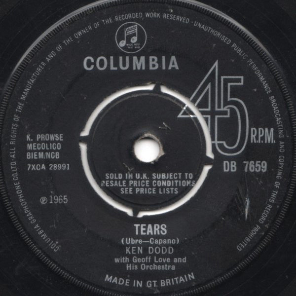 Ken Dodd - Tears - Used Vinyl Record 7"