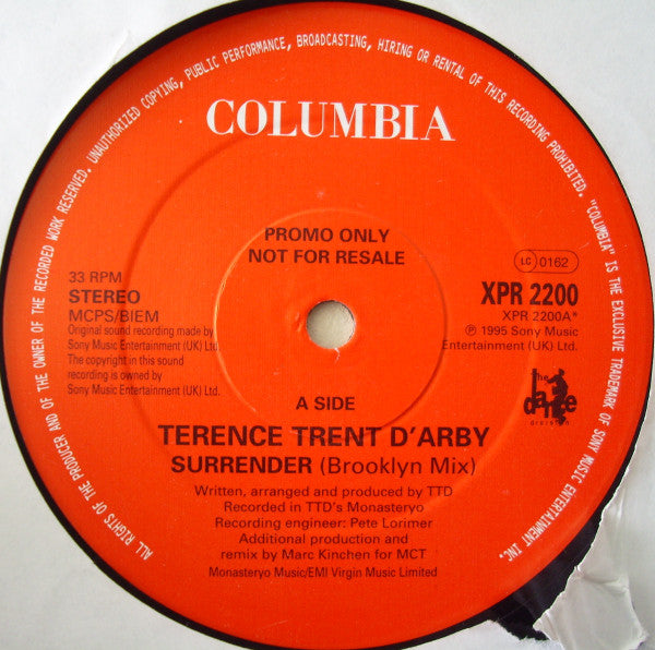 Terence Trent D'Arby - Surrender - Used Vinyl Record 12"