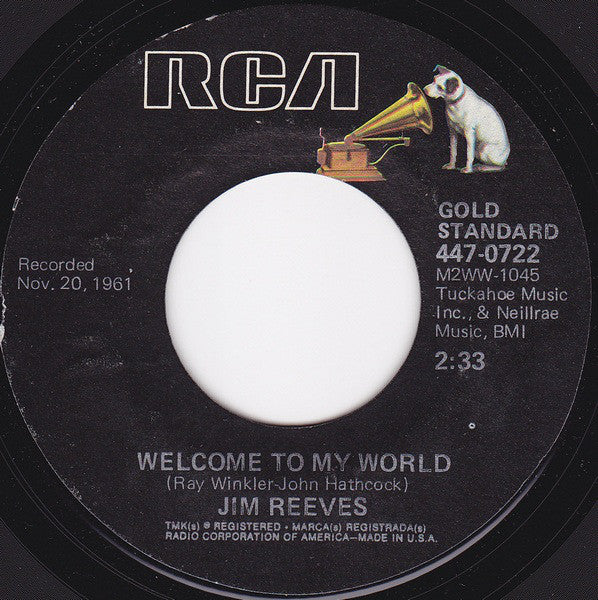 Jim Reeves - Welcome To My World / I Guess I'm Crazy - Used Vinyl Rec