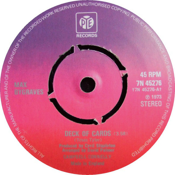 Max Bygraves - Deck Of Cards - Used Vinyl Record 7"