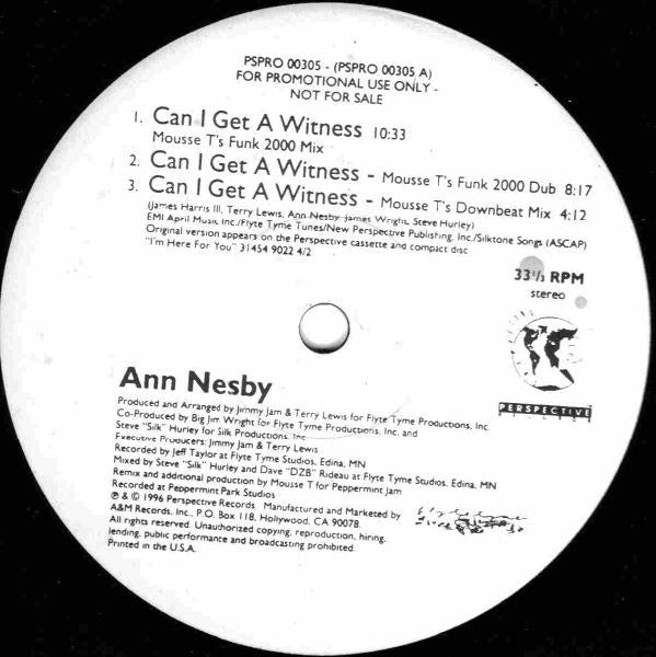 Ann Nesby - Can I Get A Witness - Used Vinyl Record 12"