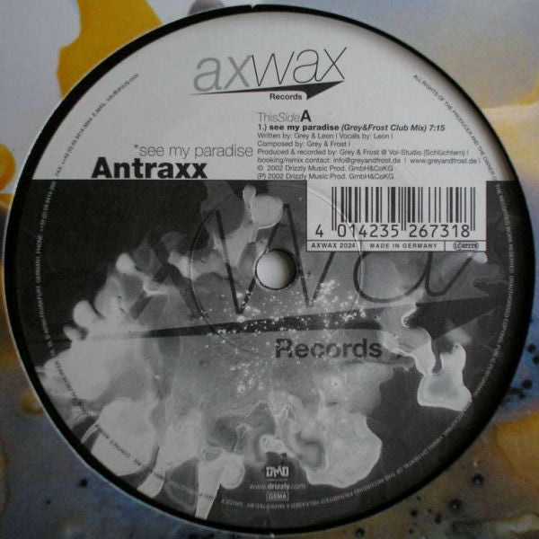 Antraxx - See My Paradise - Used Vinyl Record 12"