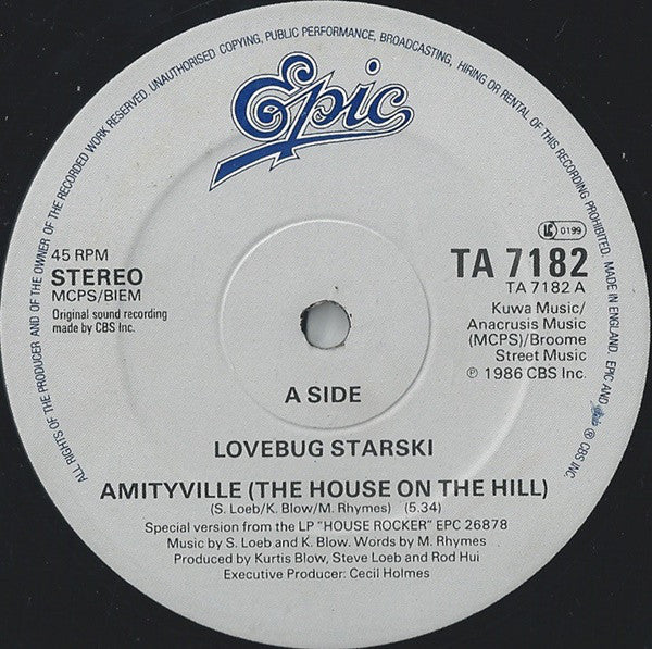 Lovebug Starski - Amityville (The House On The Hill) - Used Vinyl Rec
