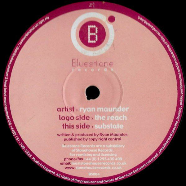 Ryan Maunder - Reach / Substate - Used Vinyl Record 12"