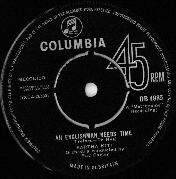 Eartha Kitt - An Englishman Needs Time / Little White Lies - Used Vin