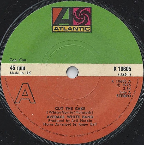 Average White Band - Cut The Cake - Used Vinyl Record 7"